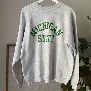 Men's Vintage MICHIGAN STATE Spartans Gray Pullover Sweatshirt Vtg Size XL